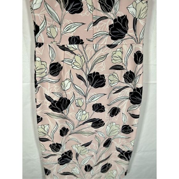 Banana Republic Light Pink Black White Floral Sleeveless Sheath Dress knee - Picture 4 of 9